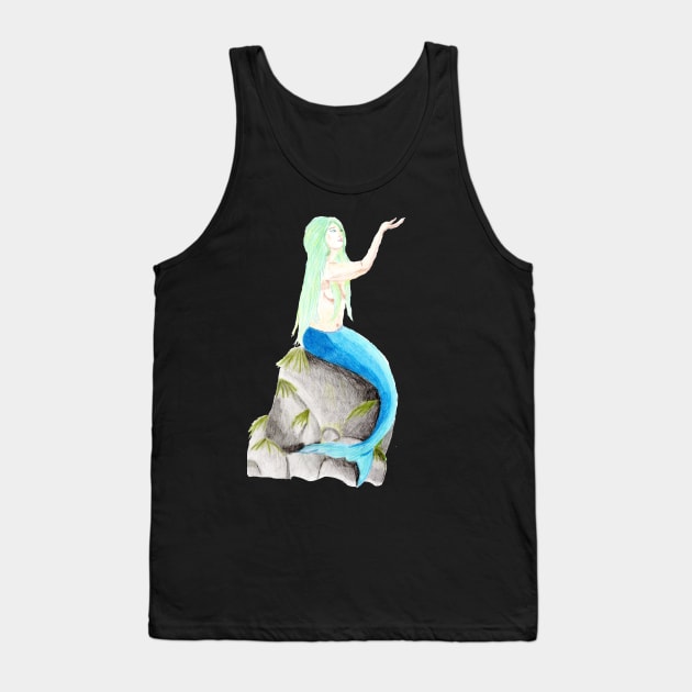 Sitting on the rock, reaching for the stars- Mermaid Orange Tank Top by EarthSoul